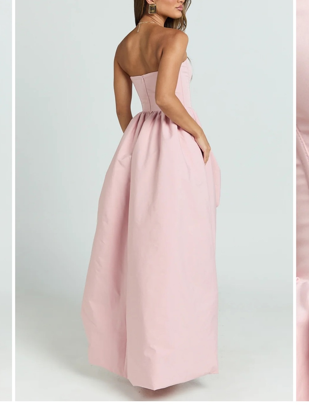 Showpo Seraphina Maxi Dress - Strapless Asymmetrical Bubble Hem Dress in Pink - Picture 3 of 9